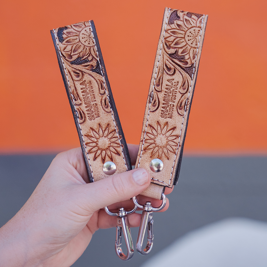 Hand-Tooled Leather Keyring - Sunflower Garden – Shambhala Music